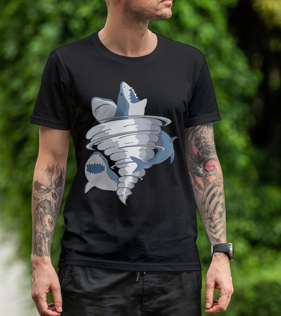 Great White Shark Tornado Halloween Tiger Concept T-Shirt
