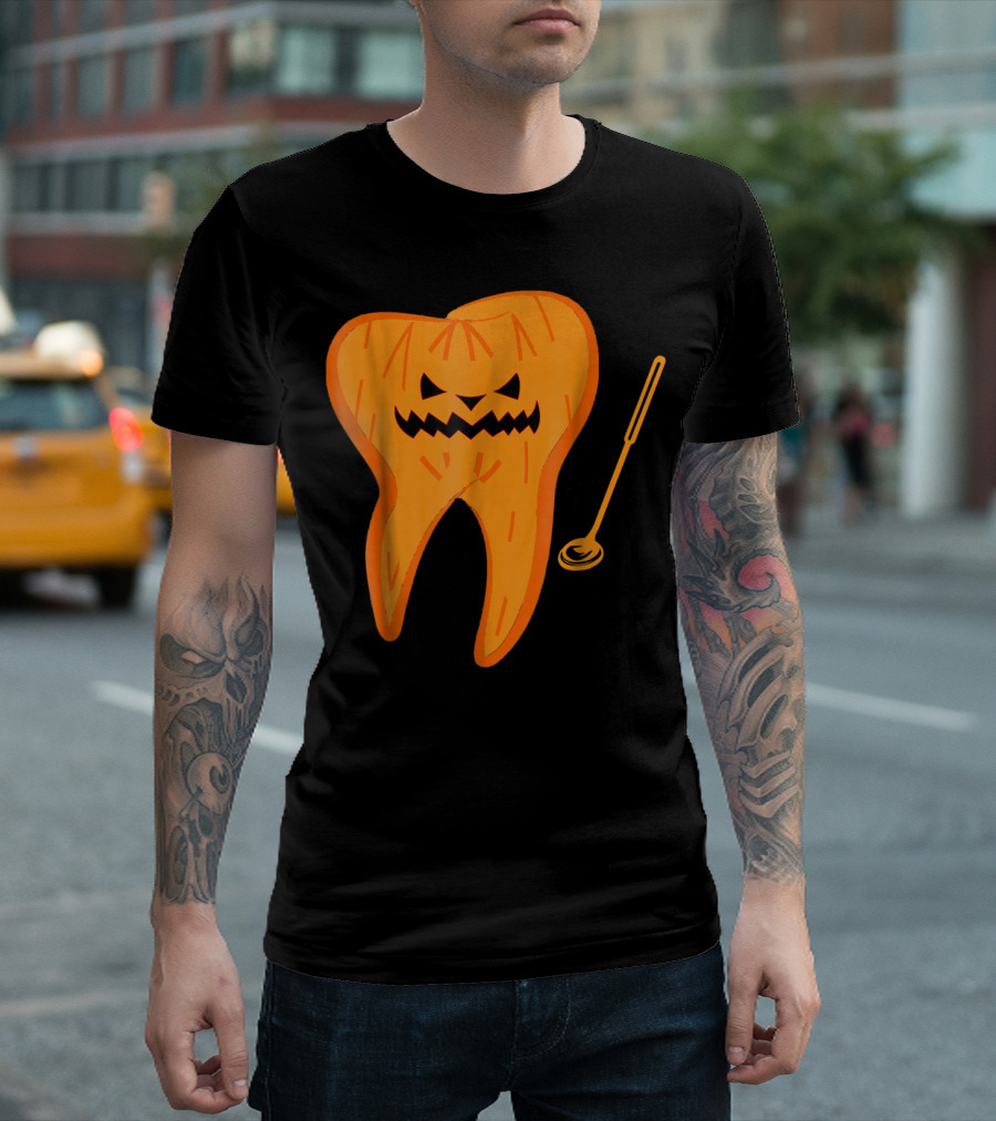 Halloween Spooky Dentist Scary Dental Jack-O'-Lantern Tooth T-Shirt