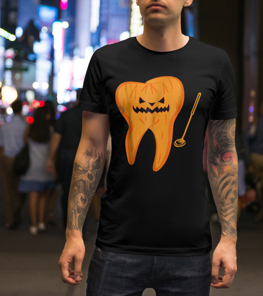 Halloween Spooky Dentist Scary Dental Jack-O'-Lantern Tooth T-Shirt