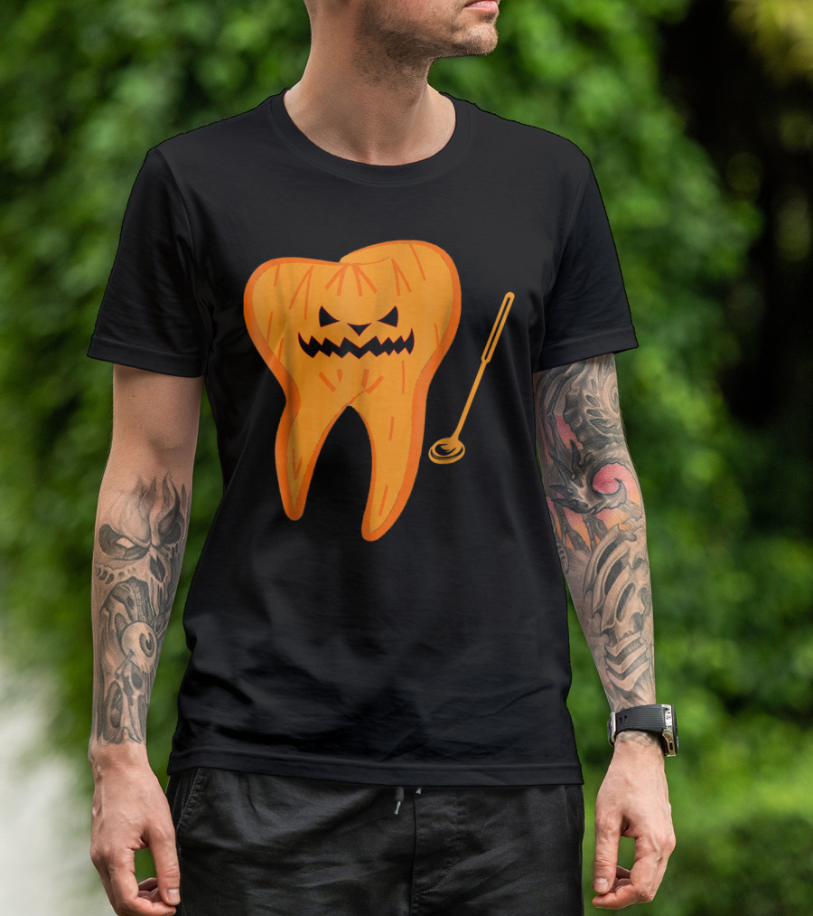 Halloween Spooky Dentist Scary Dental Jack-O'-Lantern Tooth T-Shirt