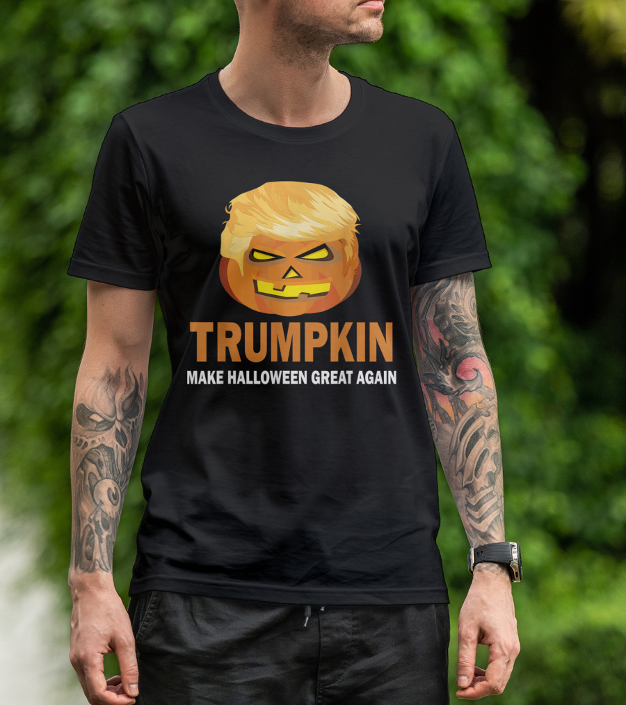 Halloween Trumpkin Make Halloween Great Again Funny Pumpkin Face T-Shirt