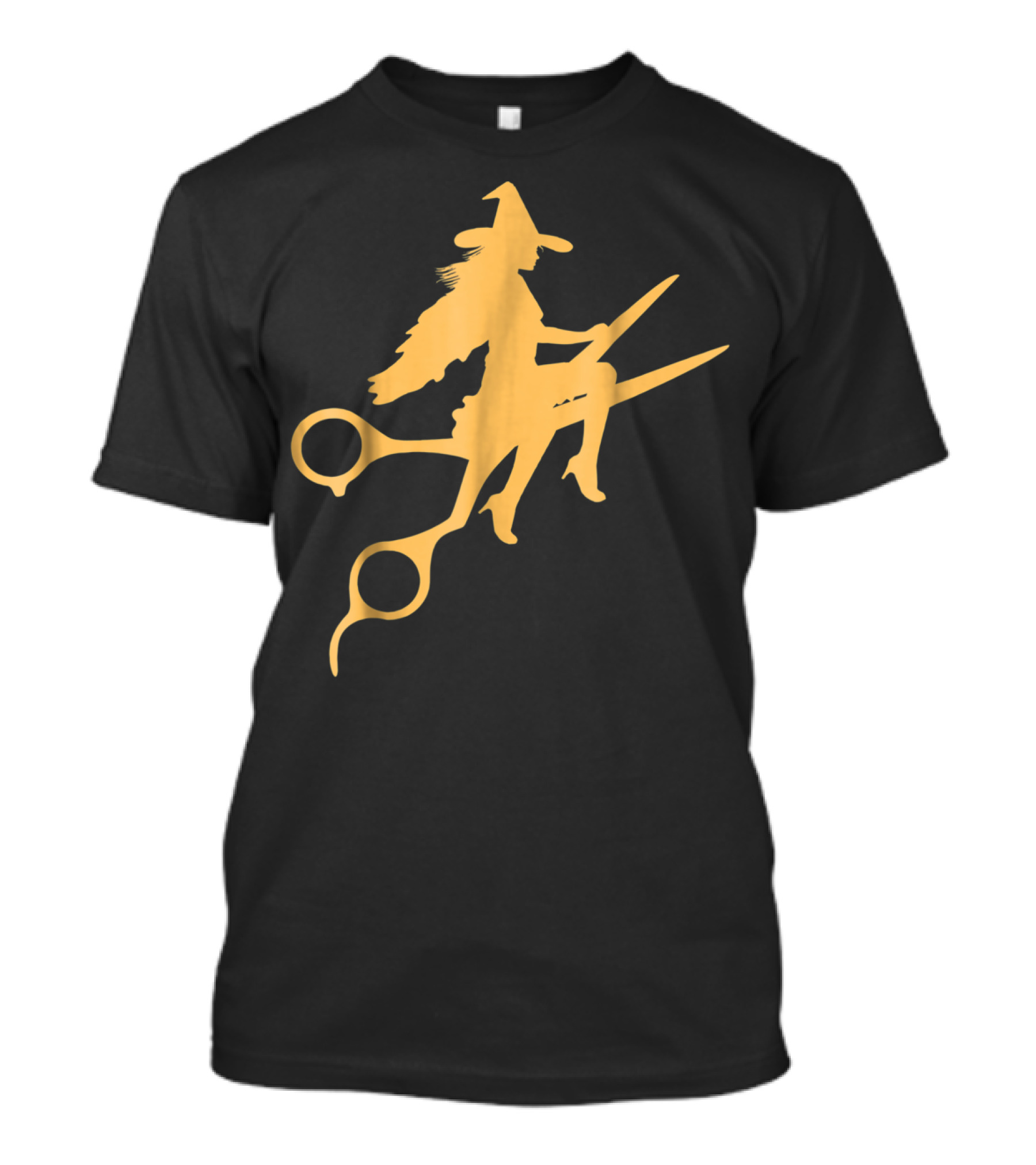Halloween Witch Riding Barber Scissors Hair Stylist T-Shirt