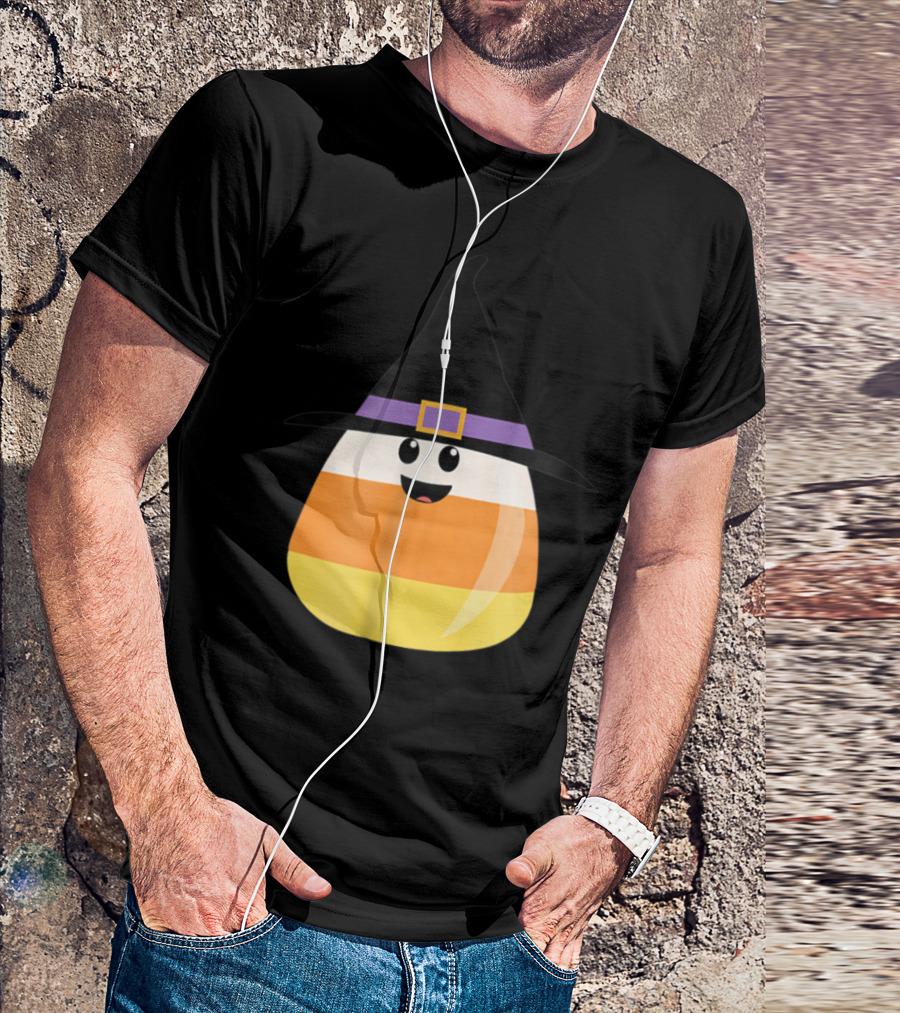 Halloween With Chip The Candy Corn Witch Hat Smiling T-Shirt