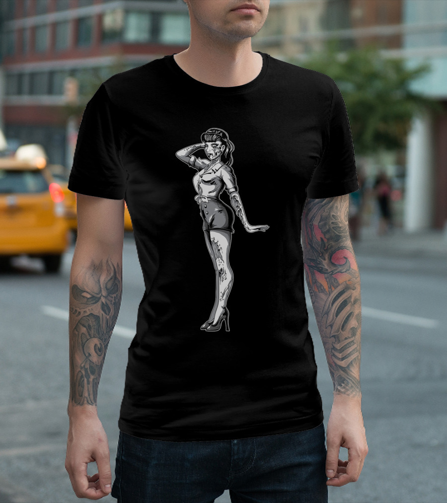 Halloween Zombie Pinup Girl Retro Undead Glamour T-Shirt