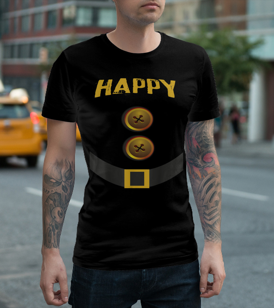 Happy Dwarf Costume Belt And Buttons T-Shirt