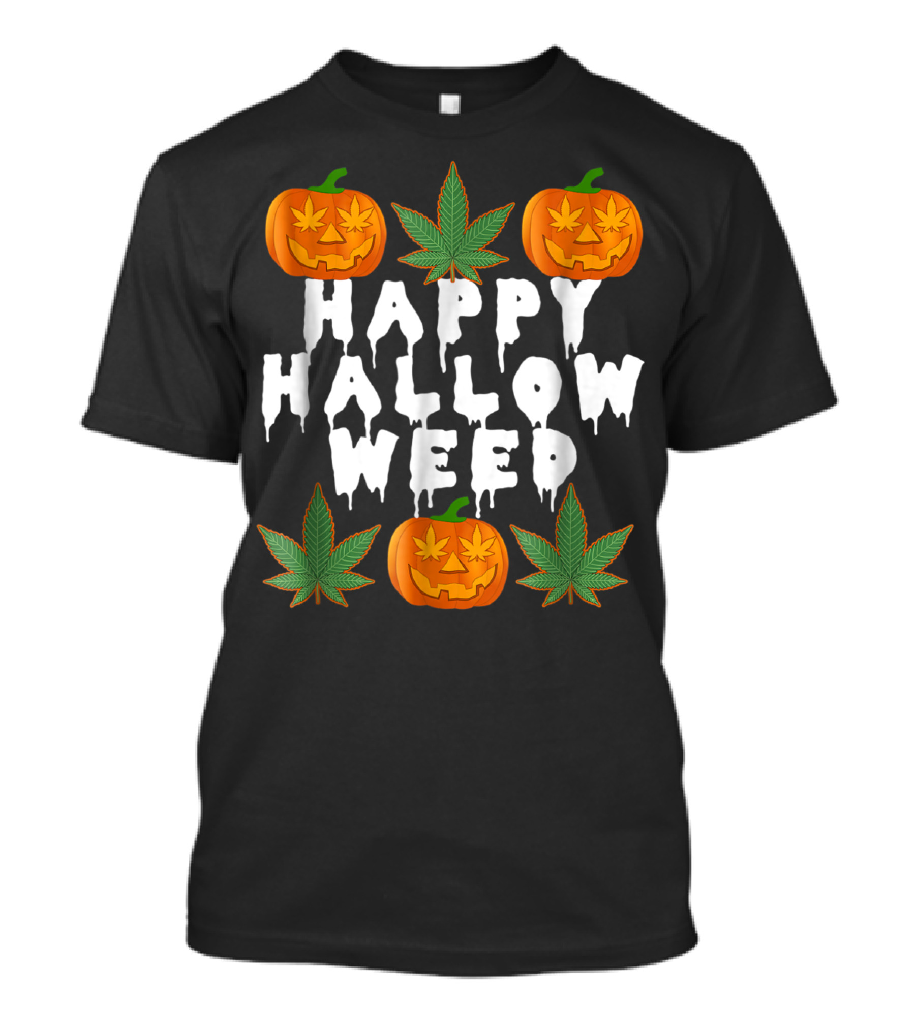 Happy Halloweed Halloween Cannabis Pumpkin Weed Leaf T-Shirt