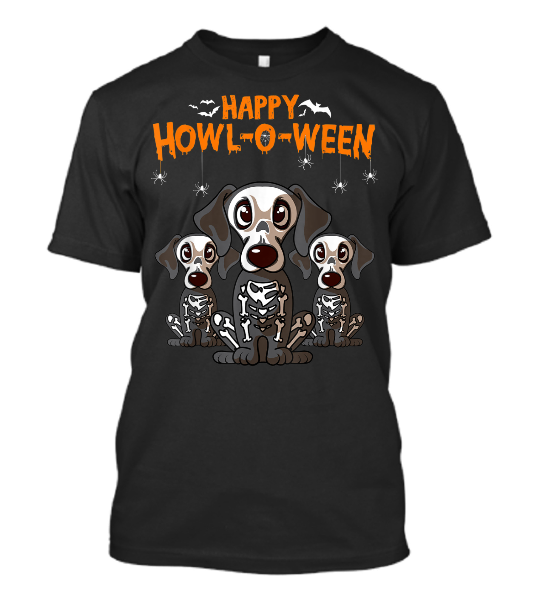 Happy Howl-O-Ween Dachshund Skeleton Dog Trio T-Shirt