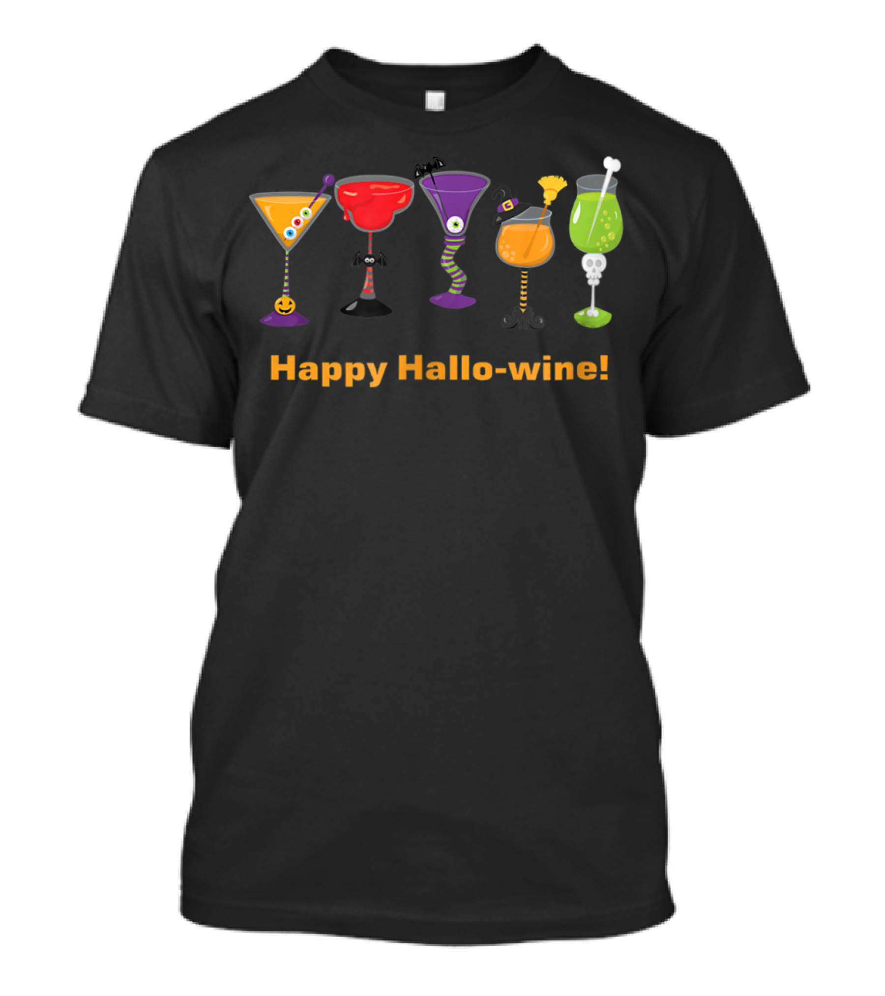 Happy Hallowine Halloween Cocktails Monsters T-Shirt