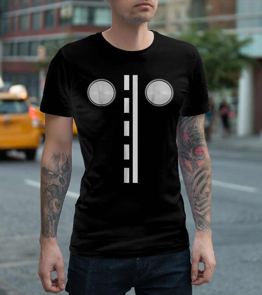 Headlights and Road Markings with Stripes T-Shirt
