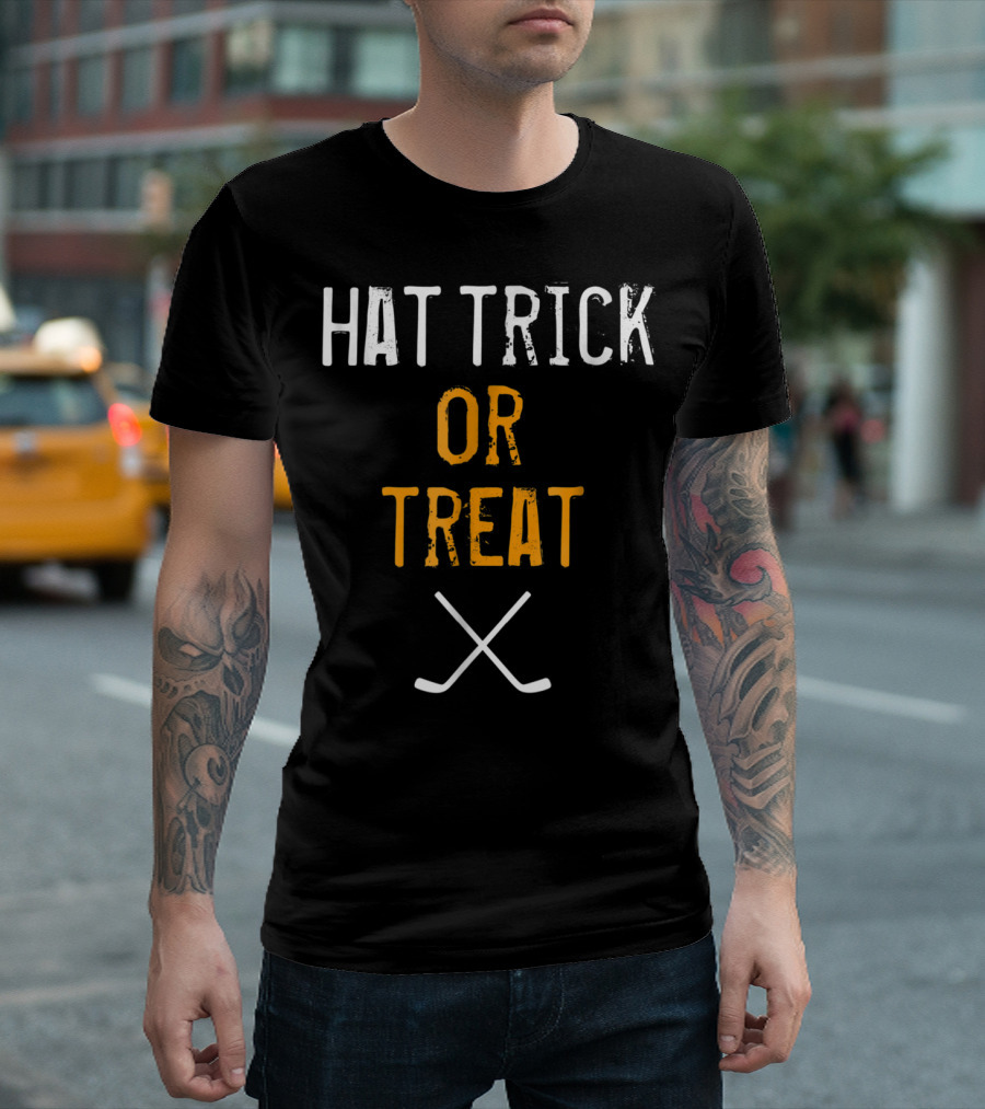 Hat Trick Or Treat Hockey Halloween For Hockey Lover T-Shirt
