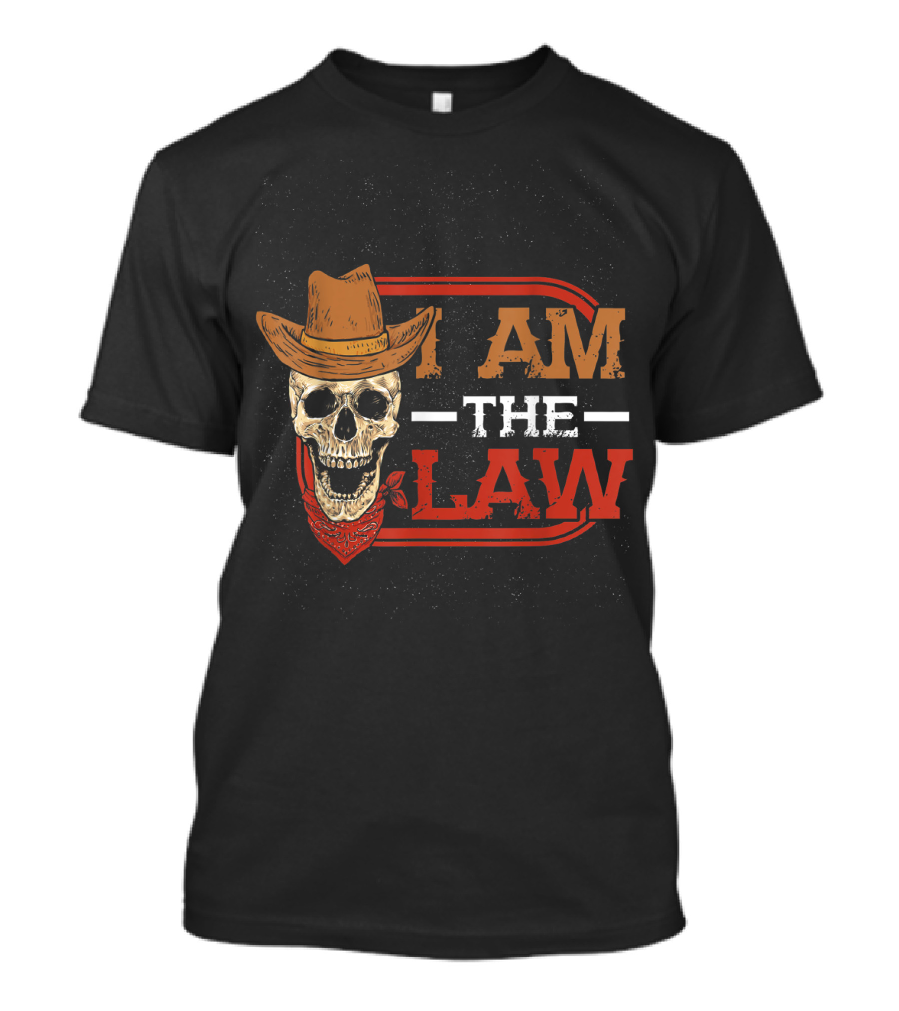 I Am The Law Skull Cowboy Hat Bandana Halloween Western T-Shirt
