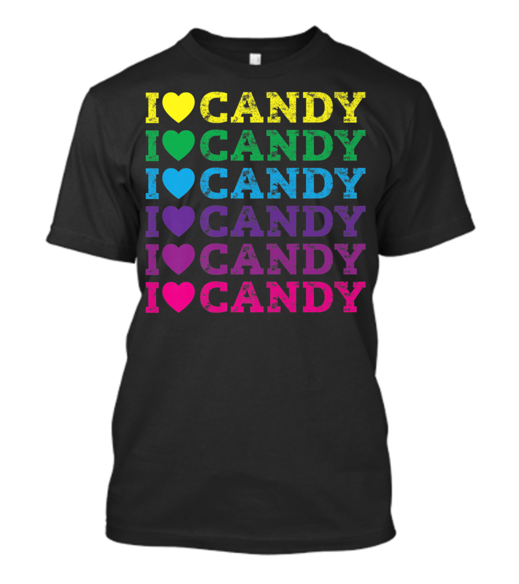 I Love Candy Colorful Heart Halloween Party Sweet Lovers T-Shirt