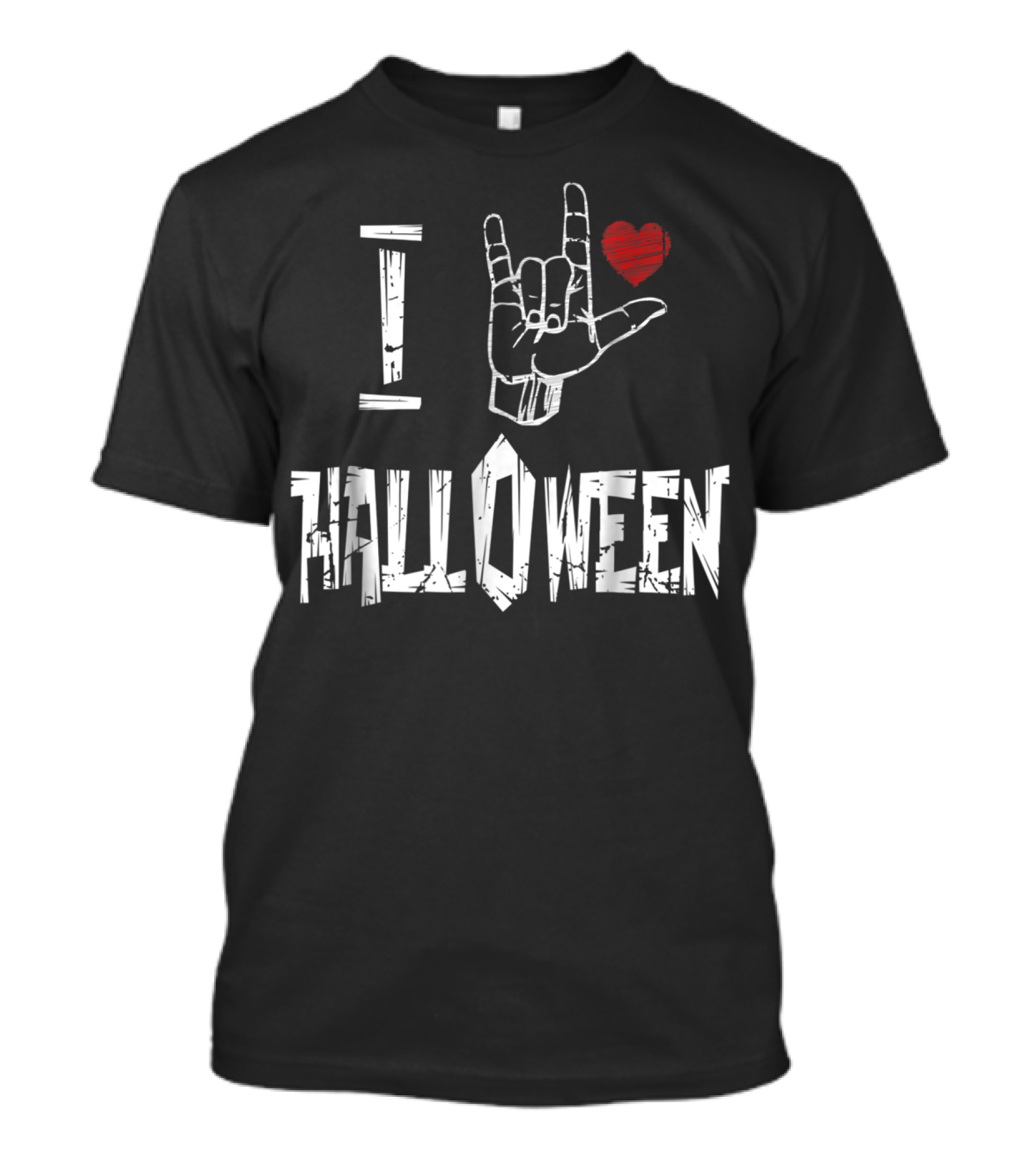 I Love Halloween ASL American Sign Language Hand Heart T-Shirt