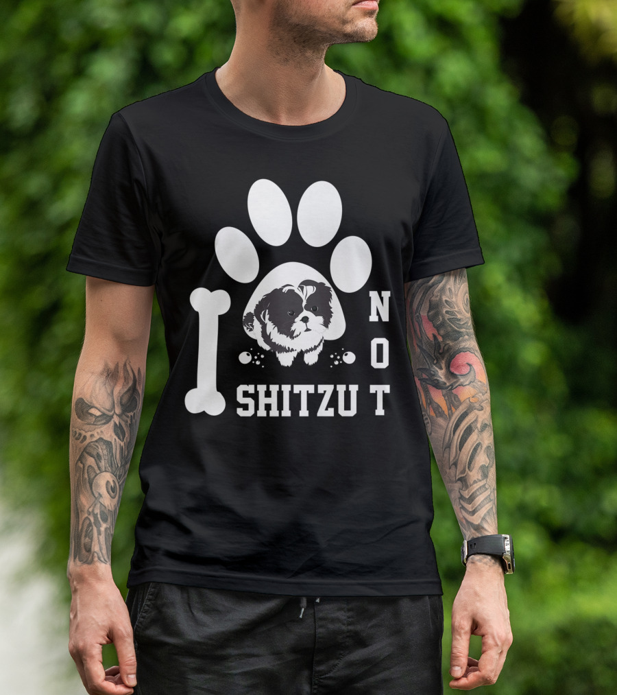 I Shitzu Not Halloween Christmas Funny Cool Dog Paw Bone T-Shirt
