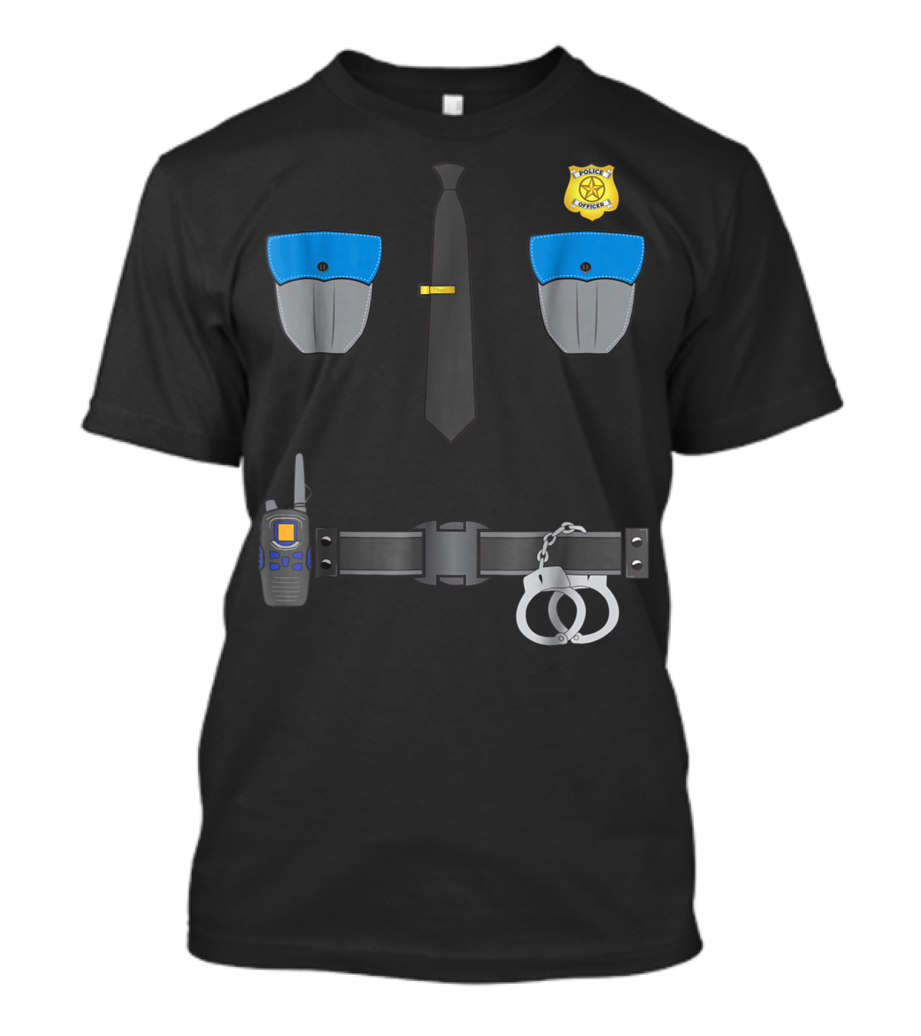 Halloween Costume Police Officer Cop Security Badge Handcuffs Belt Radio T-Shirt