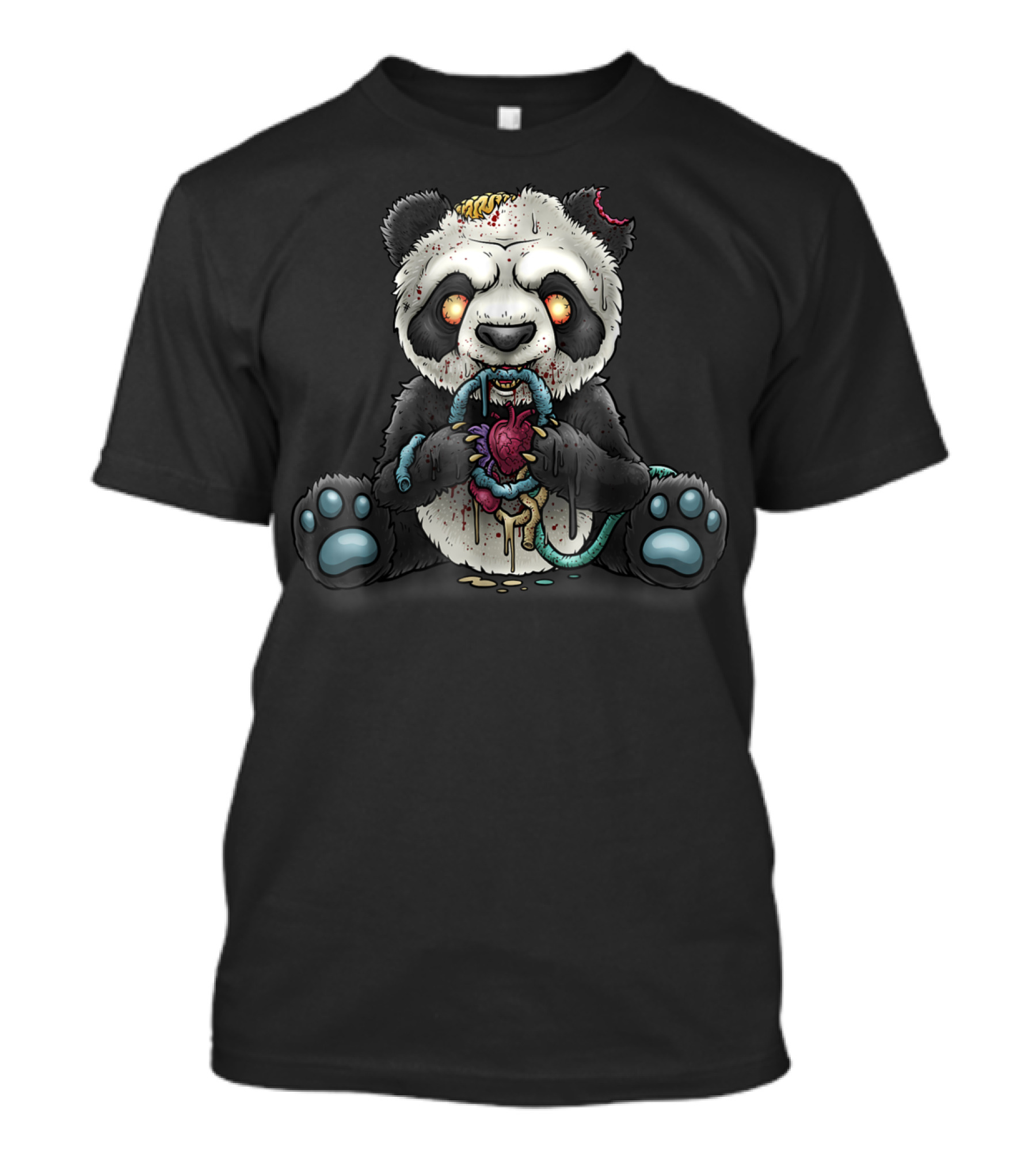 Halloween Zombie Panda Eating Heart T-Shirt