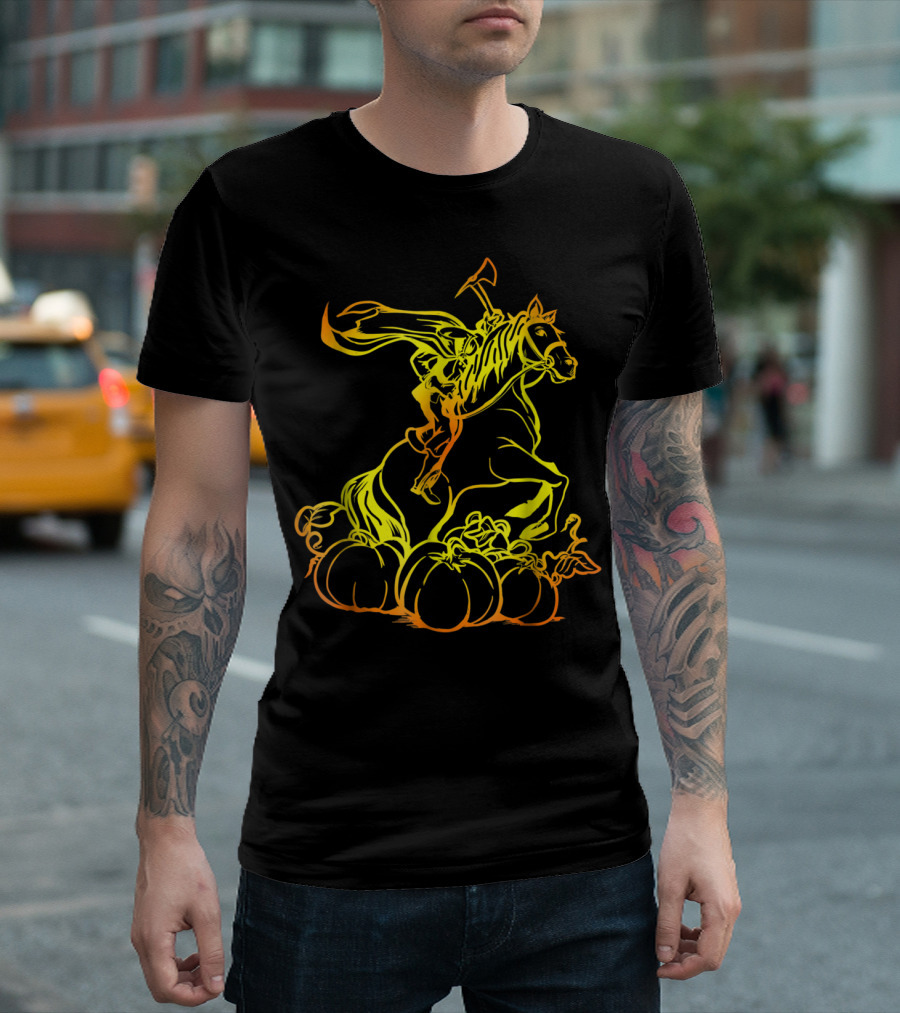Headless Horseman Classic Tale Pumpkin And Horse T-Shirt