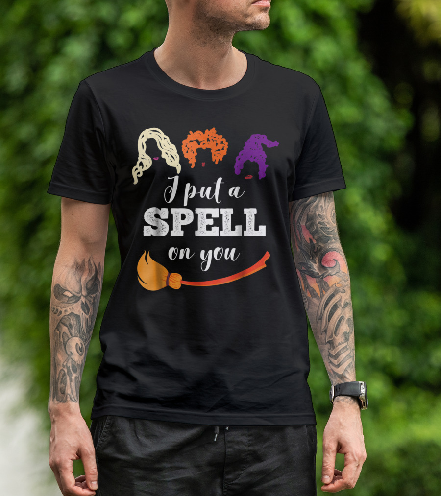 I Put A Spell On You Halloween Costume Witches Iconic Hair Broomstick T-Shirt