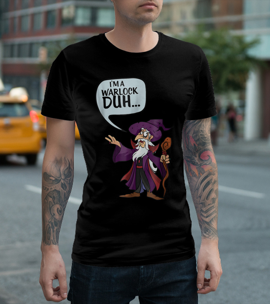 I'm A Warlock Duh Purple Cartoon Wizard T-Shirt