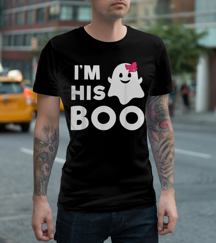 I'm His Boo Halloween Ghost Couples Shirt with Cute Bow on Ghost T-Shirt