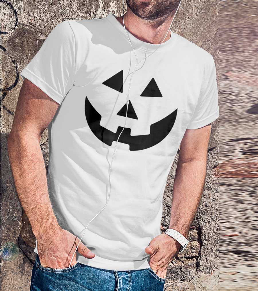 Jack O Lantern Orange Halloween Pumpkin Face BlackBackground T-Shirt