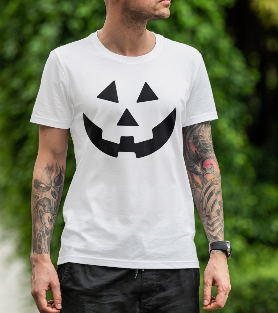 Jack O Lantern Orange Halloween Pumpkin Face BlackBackground T-Shirt