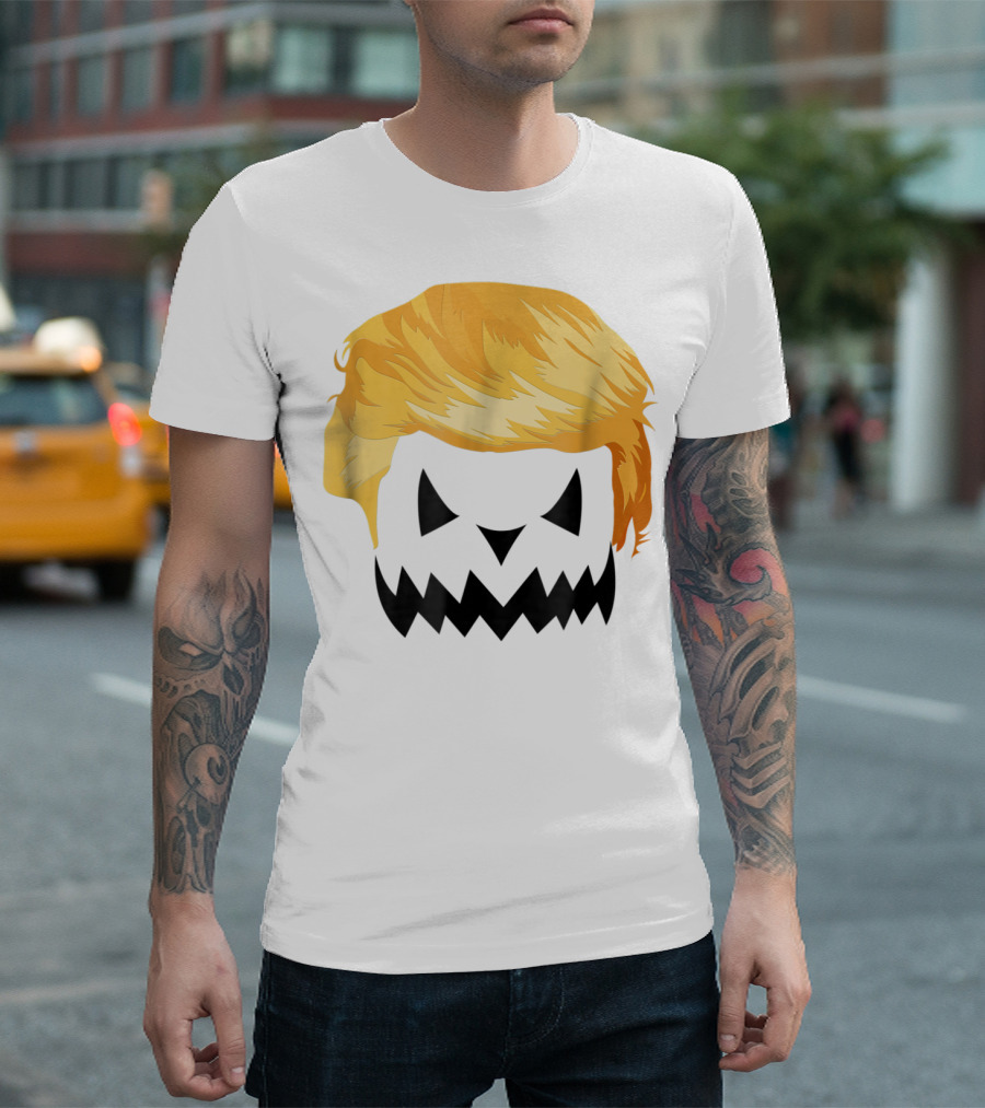 Jackolantern Costume Scary Halloween Trumpkin Hair Face T-Shirt