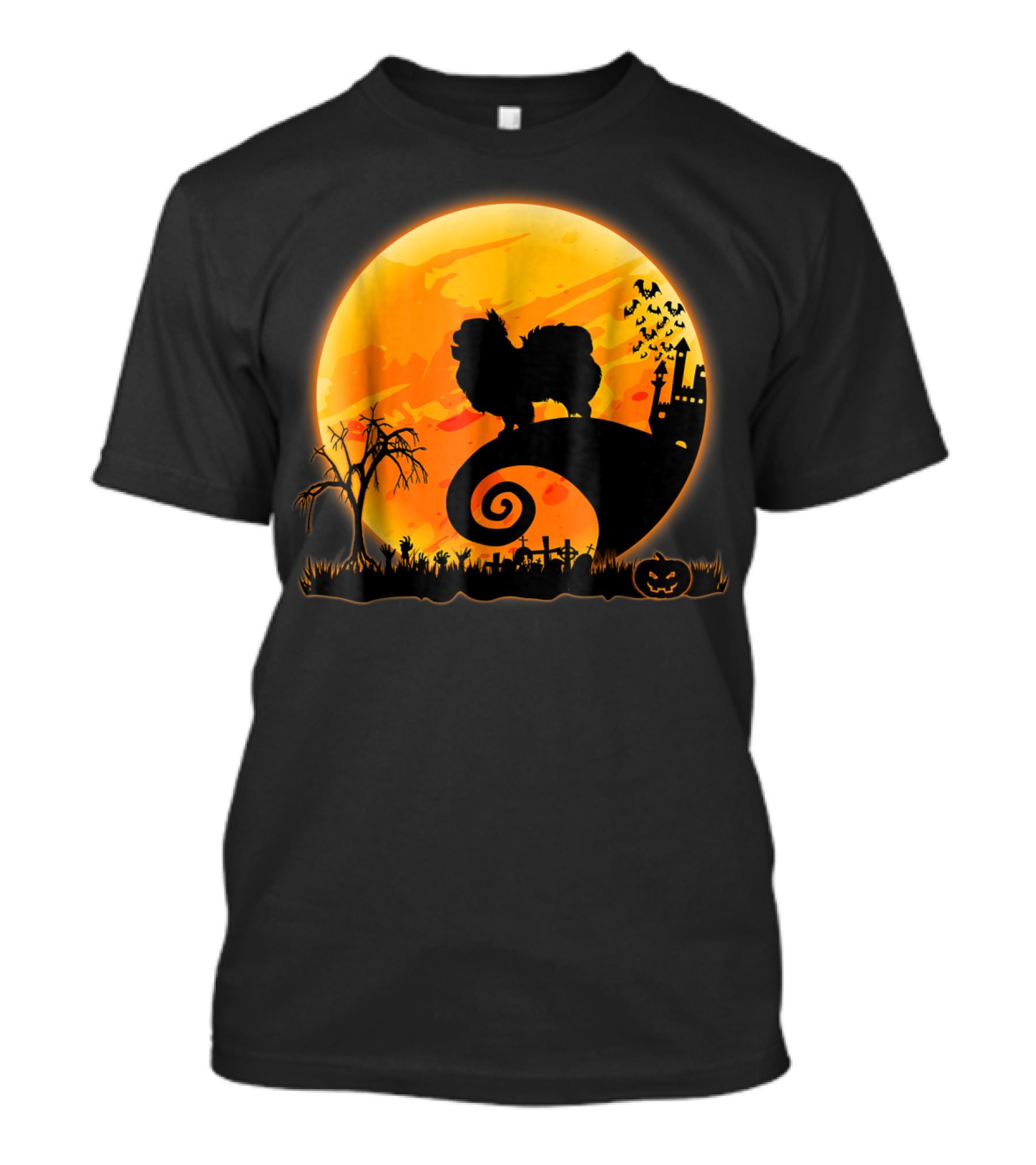 Halloween Japanese Chin Dog And Full Moon T-Shirt