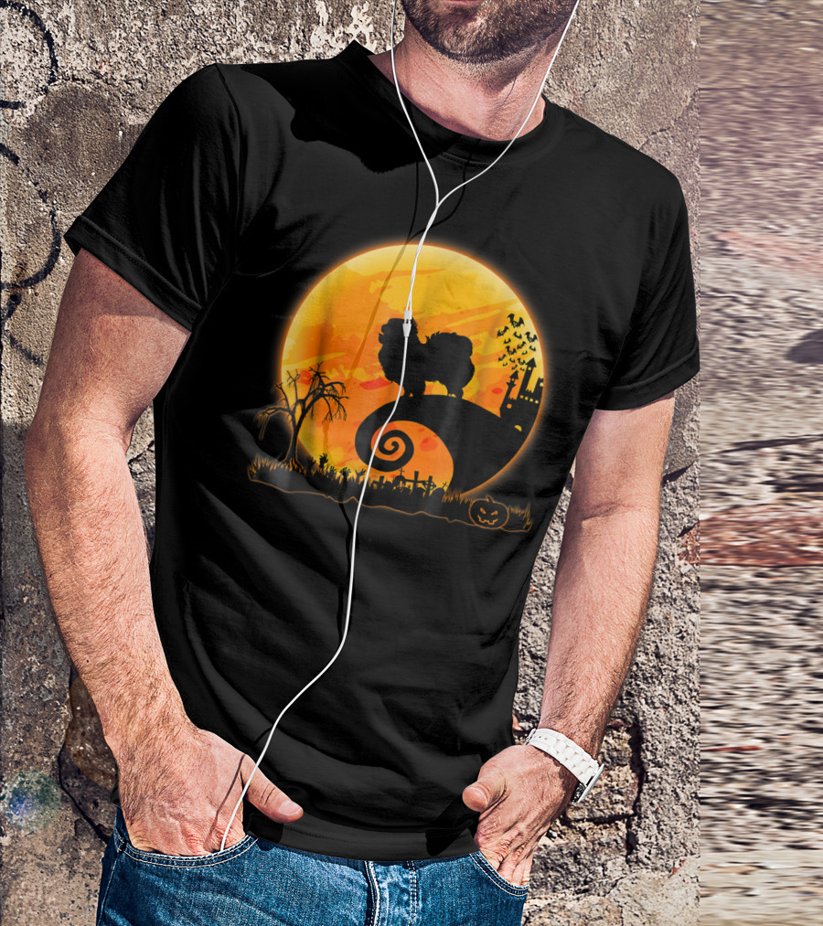 Halloween Japanese Chin Dog And Full Moon T-Shirt
