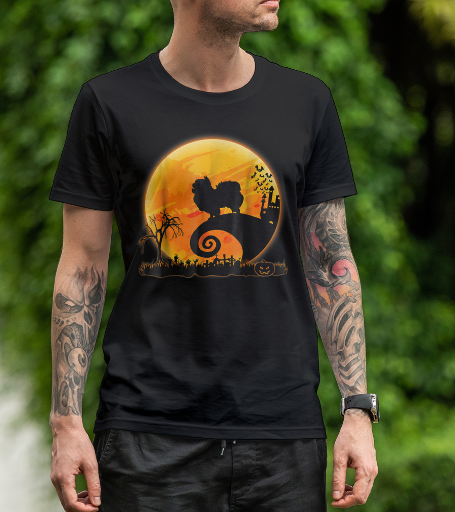 Halloween Japanese Chin Dog And Full Moon T-Shirt