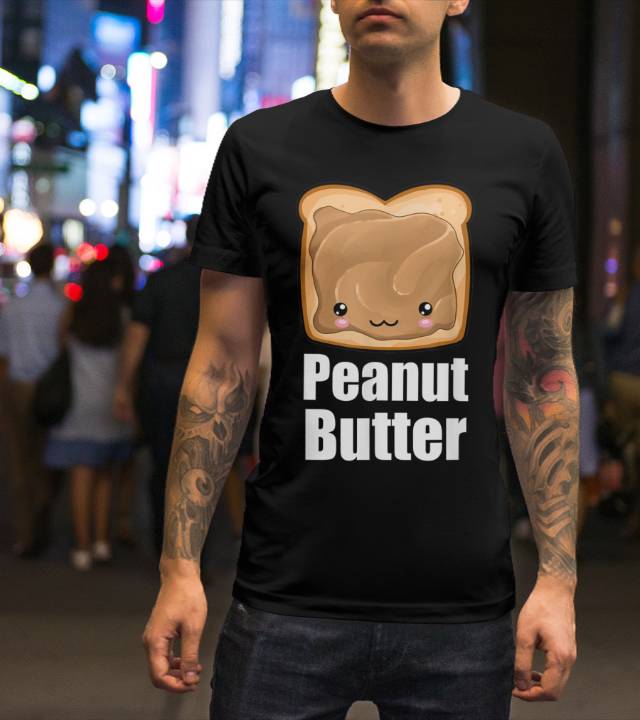 Kawaii Peanut Butter Toast Cute Face T-Shirt