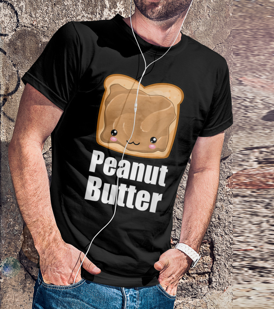 Kawaii Peanut Butter Toast Cute Face T-Shirt