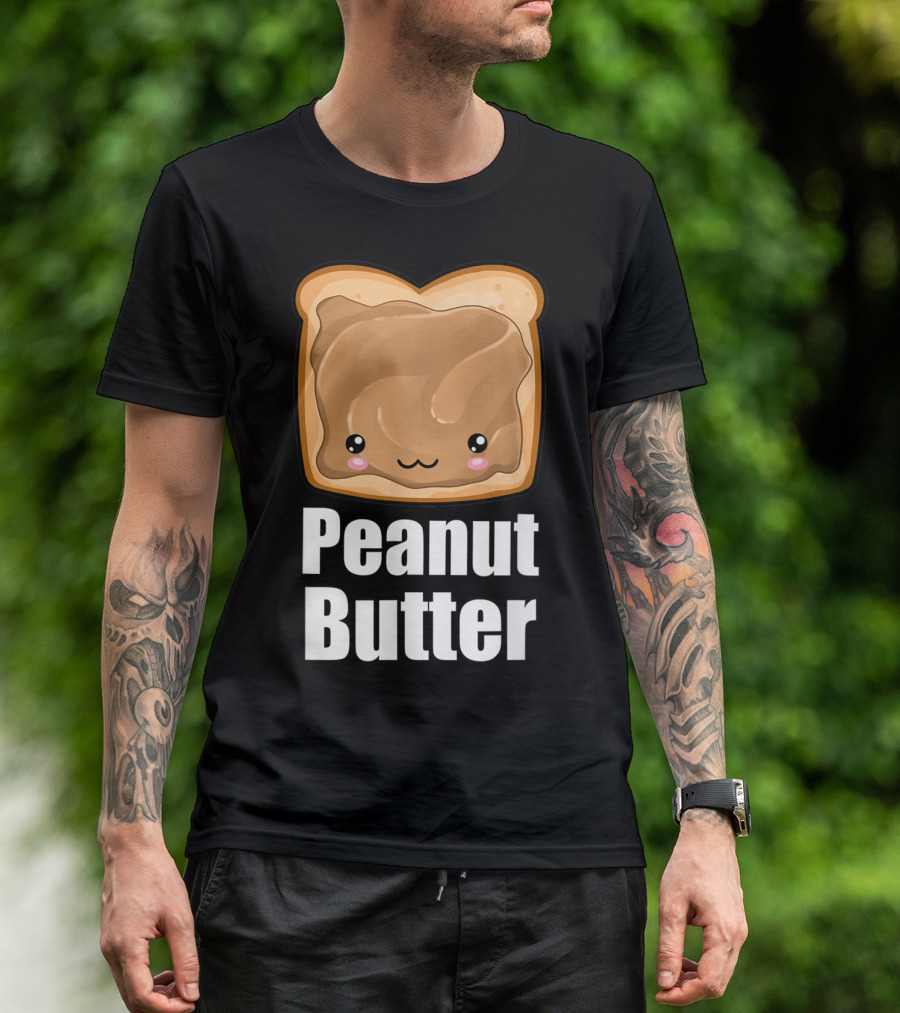 Kawaii Peanut Butter Toast Cute Face T-Shirt