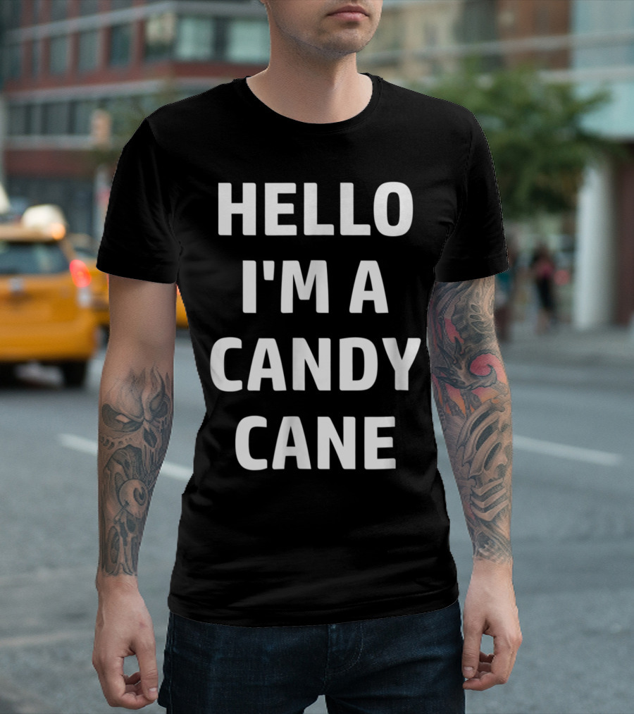 Hello I'm a Candy Cane Lazy Halloween Costume T-Shirt
