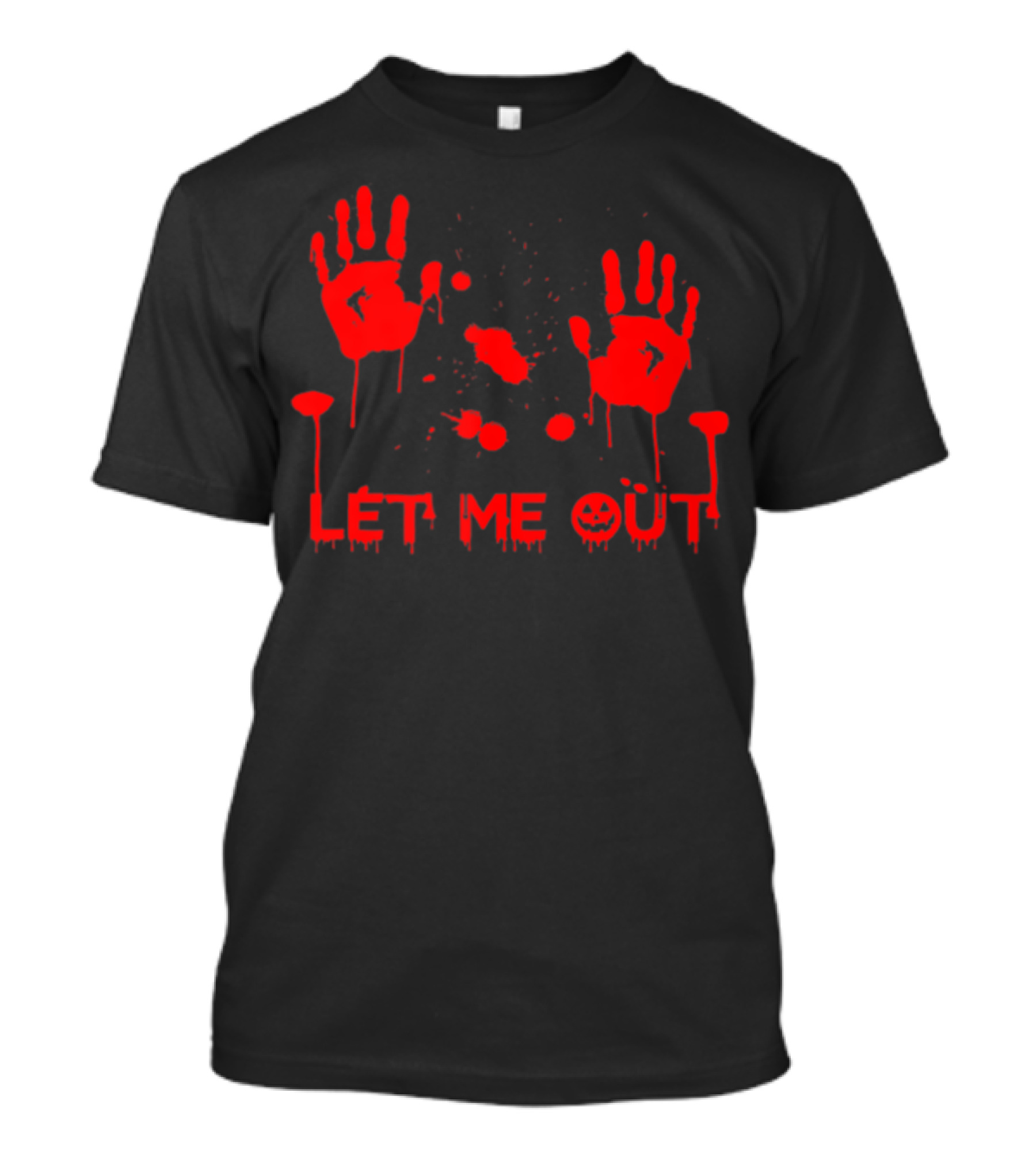 Let Me Out Red Handprints Funny Pregnant Halloween T-Shirt
