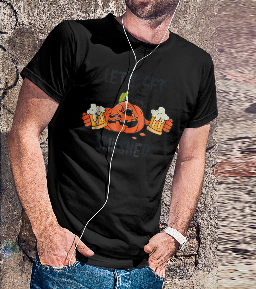 Let's Get Smashed Pumpkin Halloween Beer Mug Cheers T-Shirt