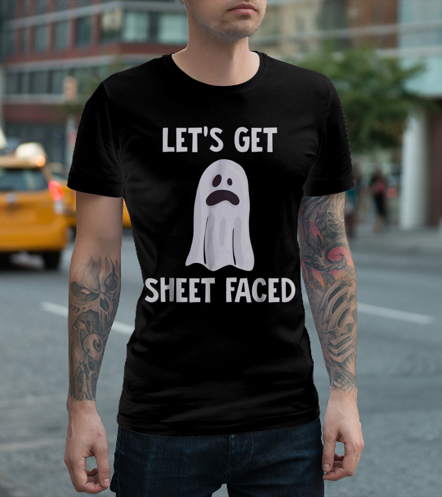 Let's Get Sheet Faced Funny Halloween Drinking Ghost T-Shirt