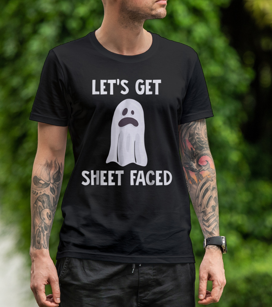 Let's Get Sheet Faced Funny Halloween Drinking Ghost T-Shirt