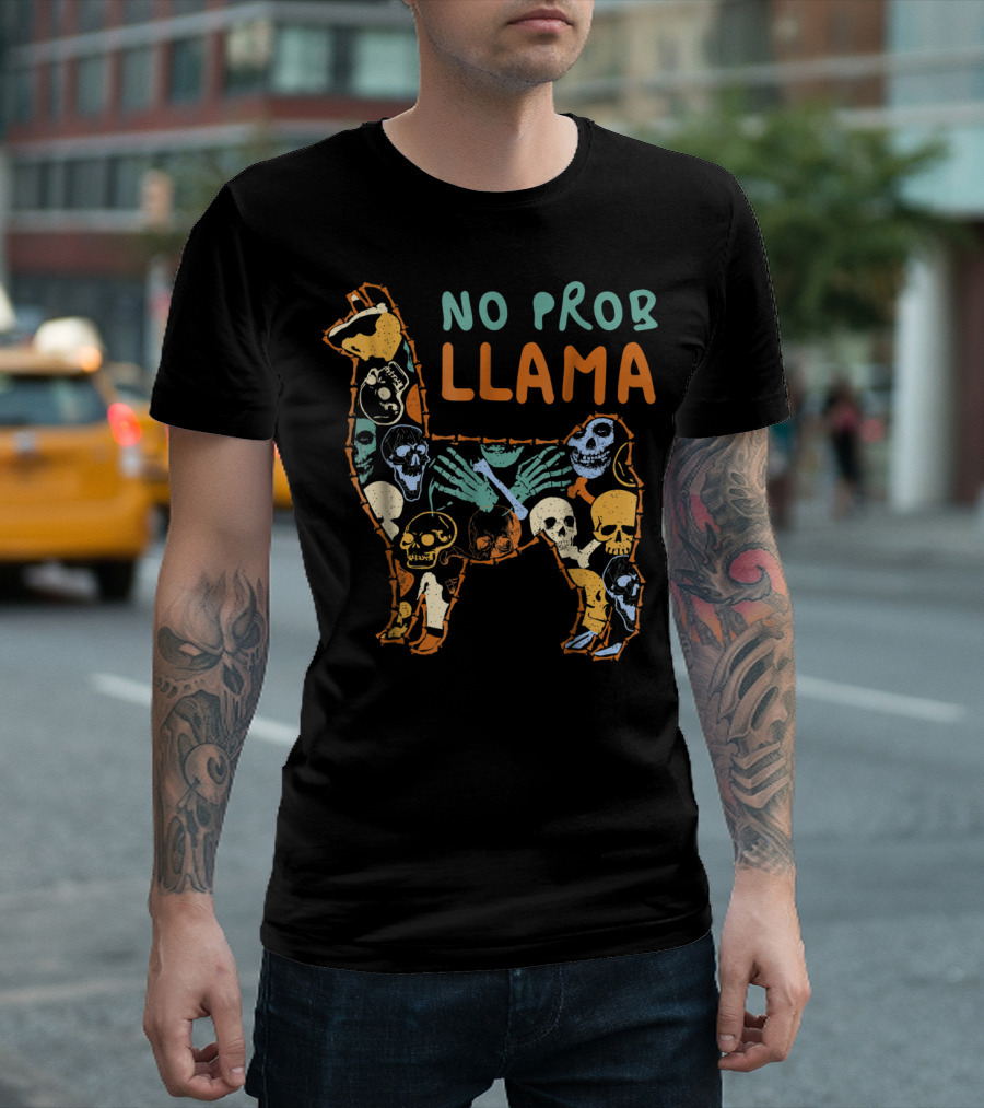 No Prob Llama Halloween Skull Costume Llamaween T-Shirt