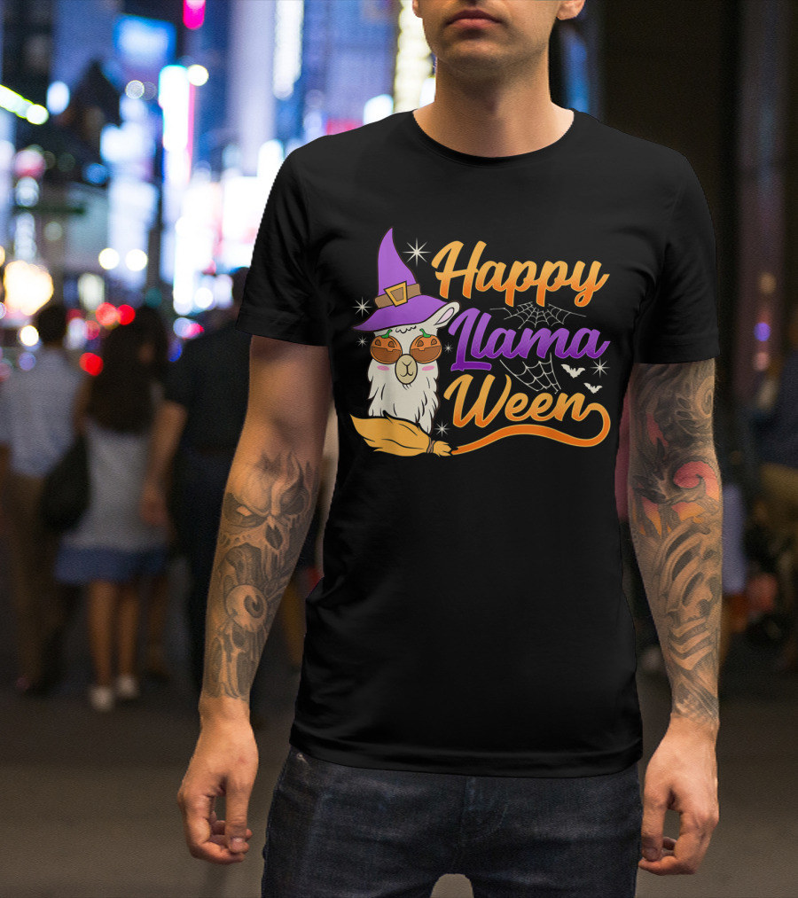 Happy Llama Ween Alpaca Witch Halloween T-Shirt