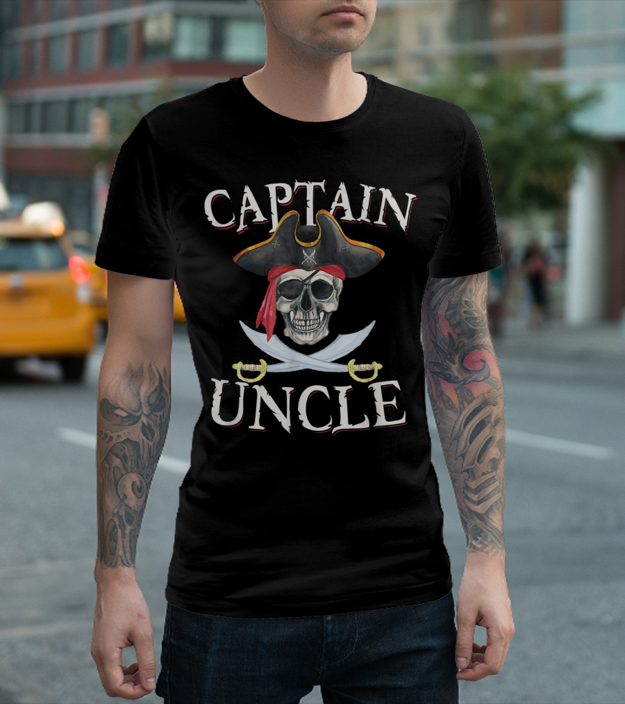 Captain Uncle Skull Pirate Hat Halloween T-Shirt