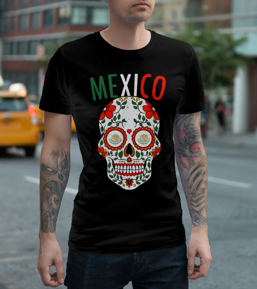 Mexico Sugar Skull Cinco De Mayo Holiday T-Shirt