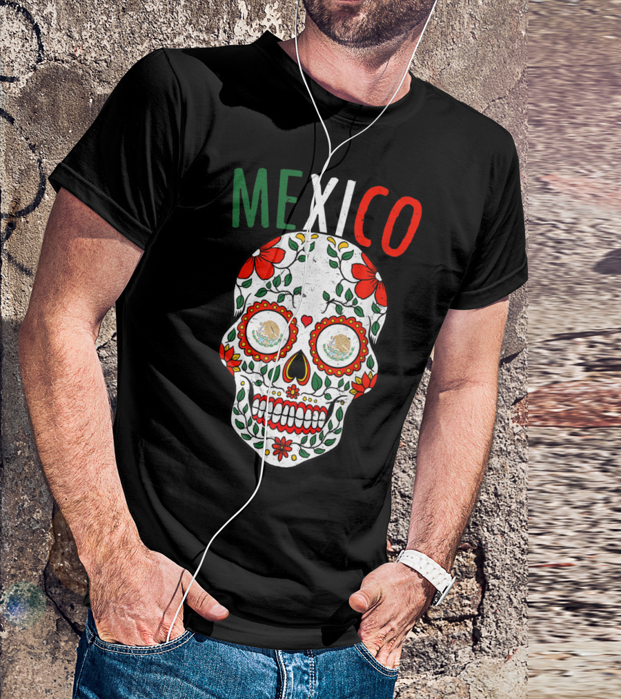 Mexico Sugar Skull Cinco De Mayo Holiday T-Shirt