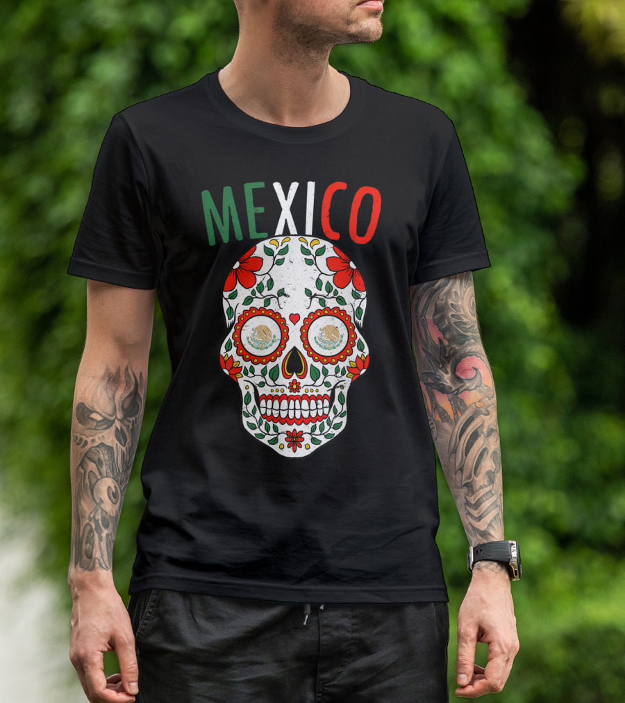 Mexico Sugar Skull Cinco De Mayo Holiday T-Shirt