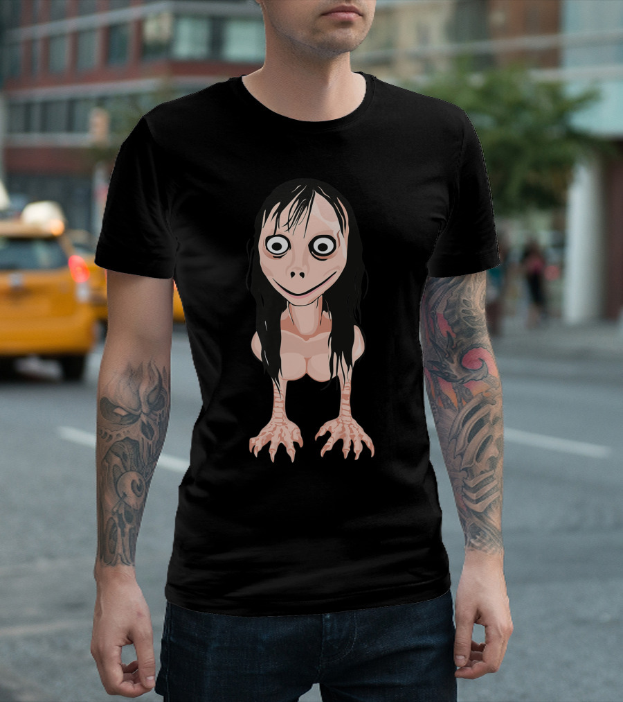Momo Creepy Face Spooky Halloween Horror Momo T-Shirt