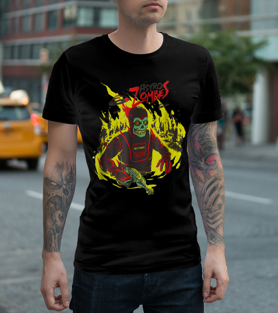 Astro Zombies Destroy Monster Scifi Skateboard T-Shirt