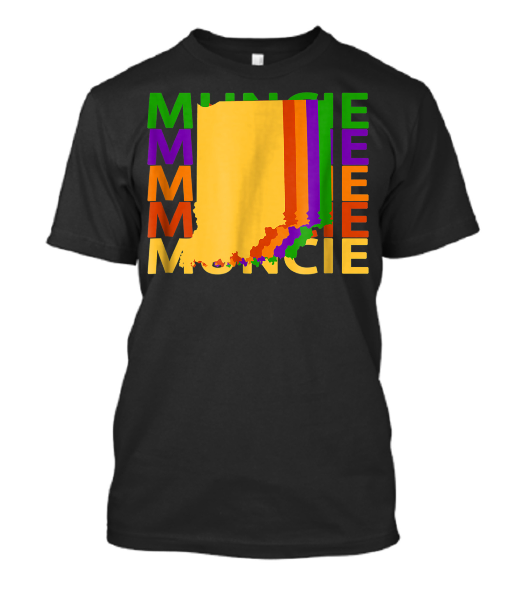 Colorful Muncie Indiana Repeat Map Theme Souvenirs T-Shirt
