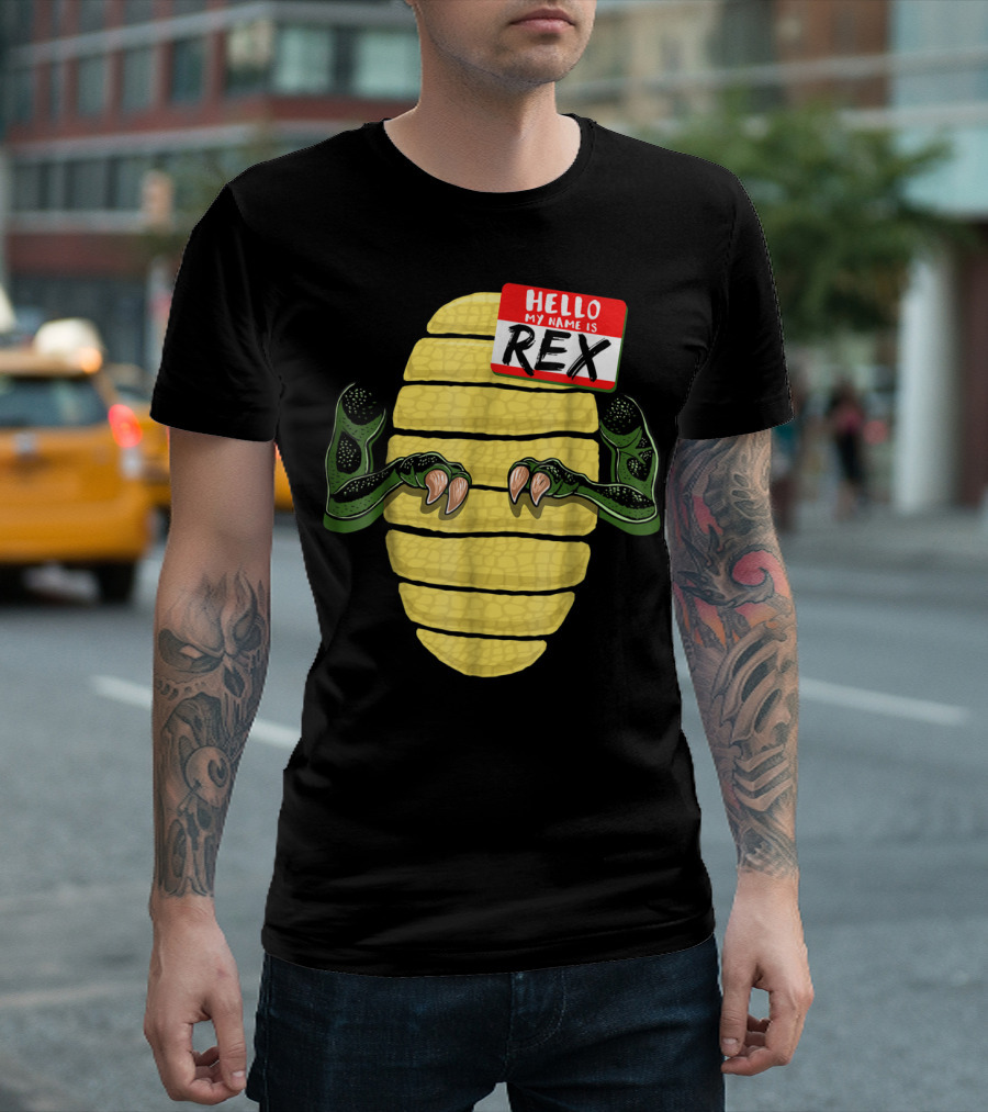 Hello My Name Is Rex Dinosaur Halloween T-Shirt