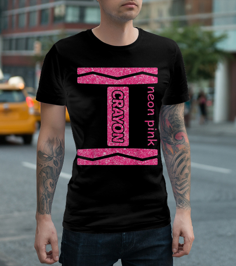 Neon Pink Crayon Halloween Costume For Couples And Friends T-Shirt