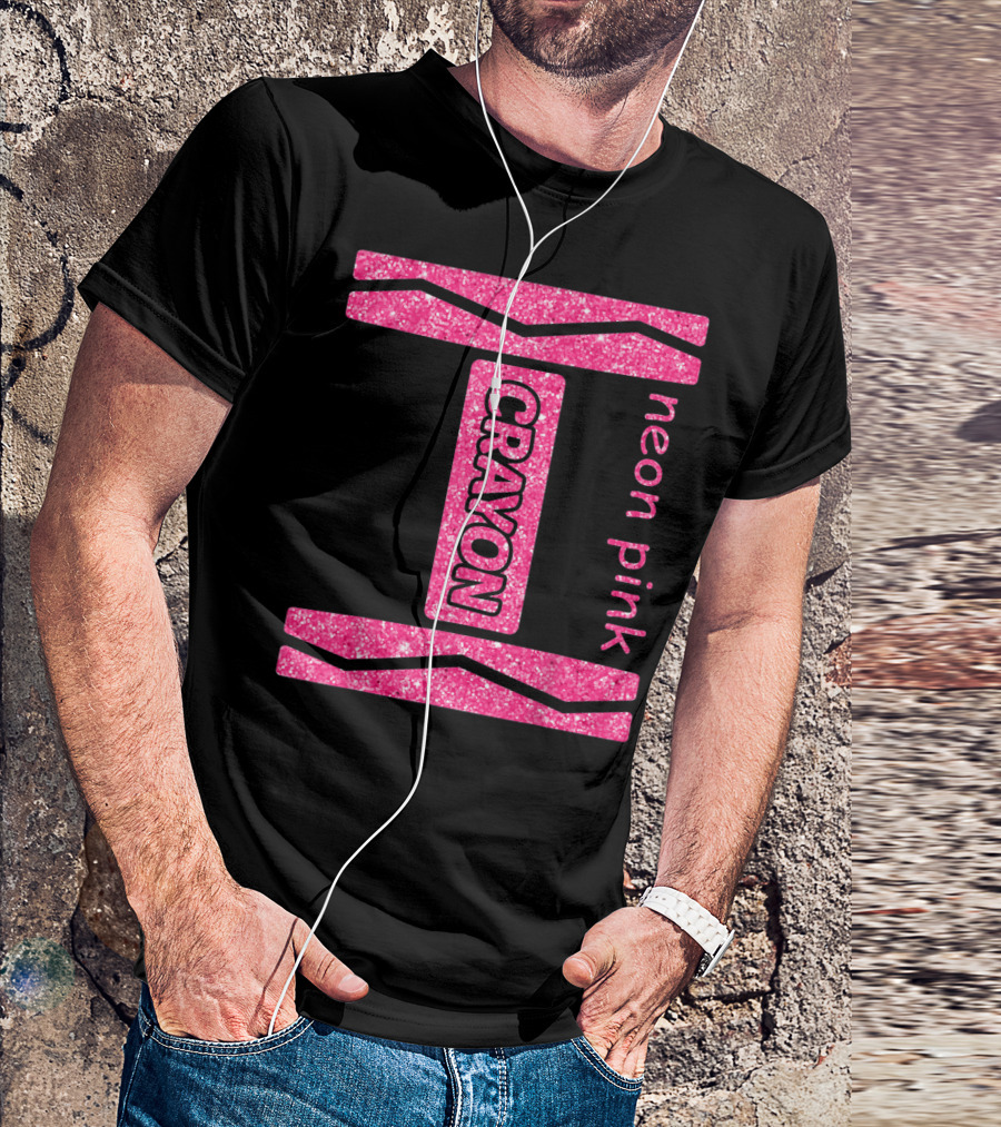 Neon Pink Crayon Halloween Costume For Couples And Friends T-Shirt